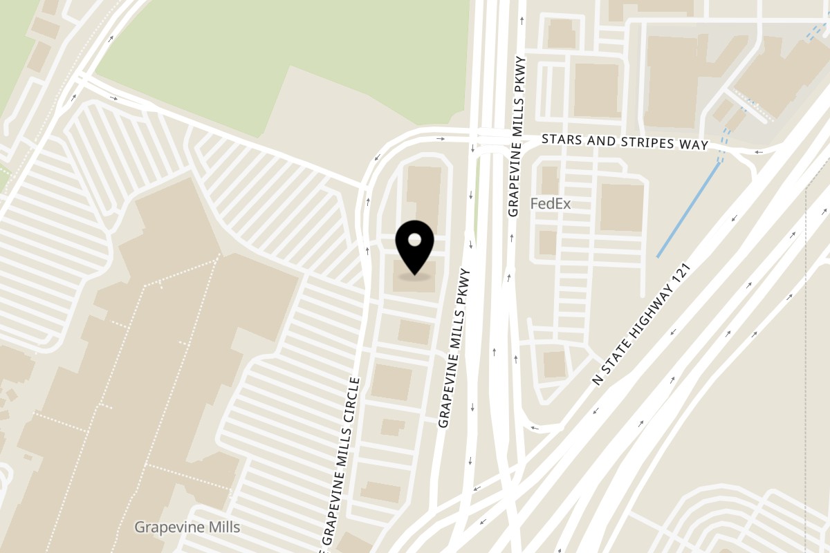 Map showing the location of Pho Xpress on 2805 Grapevine Mills Cir E #126 in Grapevine